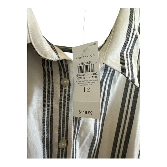 Ann Taylor Factory Striped Button Front Belted Dress Size 12 - Picture 9 of 11